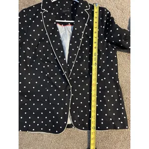black-and-white polka dot Talbots Linen Blend Dot Blazer Single Button 12 thumbnail 6