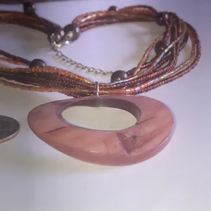 Boho Seed Beaded Huge Round Cutout Shell Pendant Necklace thumbnail 5