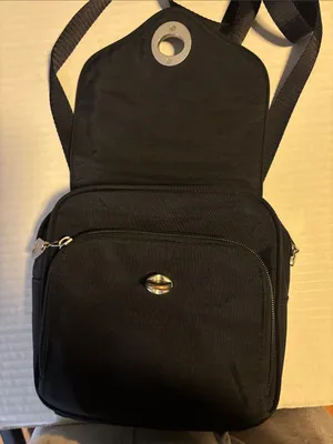 Baggallini Black Nylon Crossbody Compact Size Lots Of Compartments Preloved thumbnail 1