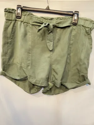 Aerie Olive Tie High Waist Paperbag Lyocell Shorts size Medium thumbnail 3