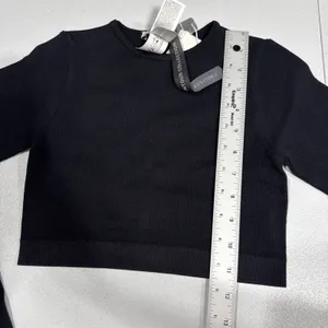 Zara Crop Top Crew Neck Pullover Stretch Long Sleeve Black Stretch Sz XS Stylish thumbnail 8