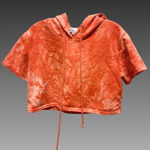 Hot &‎ Delicious Orange Tie-Dye Hooded Cropped Top-LG thumbnail 1