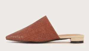 SheIn Point Toe Snakeskin Embossed Flat Mules thumbnail 1