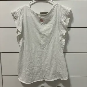 Anthropologie Daily Practice White Ruffle Sleeve Tee thumbnail 3