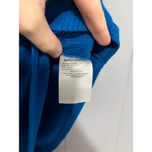 Reformation Blue Ribbed Tencel Blend Asymmetrical Casual Crop Tank Top S thumbnail 3