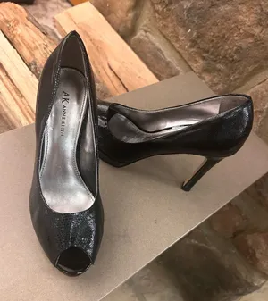 Anne Klein Black Peep-Toe Stiletto Pumps 8 M thumbnail 1