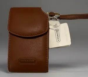 Vintage Tan Leather Coach Flip Phone Belt Carry Case Wristlet NWT thumbnail 1