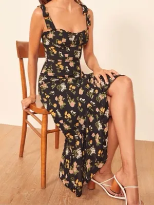 Reformation Nikita Midi Dress Sylvie Floral Size 8 thumbnail 1