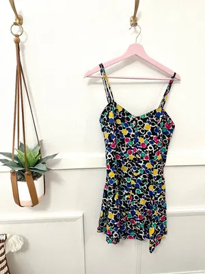 Contempo Casuals Vintage Eclectic Geometric Tank Dress Size 9 Junior 90s Artsy thumbnail 2
