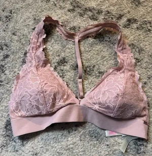 VS PINK Lace Racerback Bralette - Dusty Pink thumbnail 1