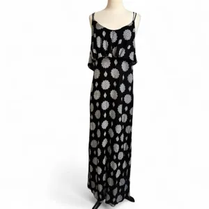 Boho Maxi Dress S Festival Ruffle Bodice Flowy Black Indie Whimsigoth Witchy thumbnail 2