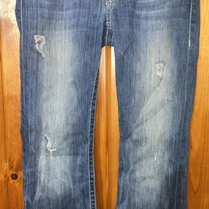 BKE denim Stella distressed jeans bootcut size 26x31 1/2 lighter western country thumbnail 4