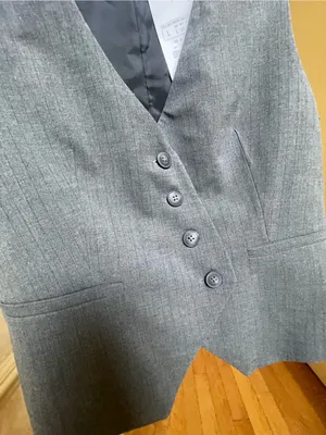 Zara Gray Pinstripe Tailored Asymmetrical Vest Sz L Quiet Luxury Old Money Core thumbnail 15