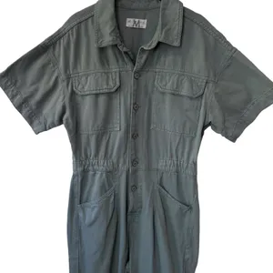 Free People Marci Coverall Jumpsuit in Washed Army Grunge Work Outdoors M‎ thumbnail 4