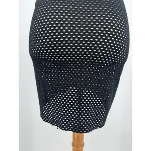 BCBGMaxAzria Etania Mesh Tank Dress Black Raw Hem Mini Bodycon Cover up Beachy S thumbnail 6