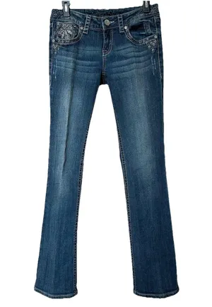 Grace in LA Jeans Womens 27x32 Blue Bootcut Rhinestone Embellished Bling Western thumbnail 1