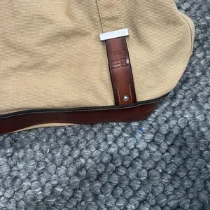 Polo Ralph Lauren Vintage 90's Canvas leather Tote Bag Multi Pocket Khaki thumbnail 9