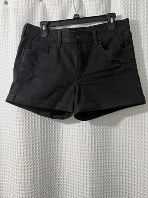Old Navy Mid Rise Black Wash Ripped Boyfriend Jean Shorts Size 10 thumbnail 2