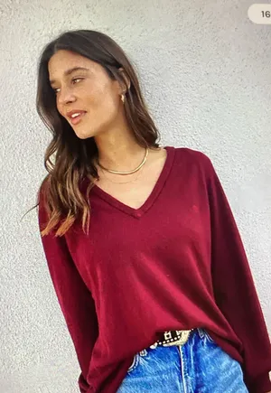 We the free waffle knit thermo rich wine color see one snag on 4th picture thumbnail 1