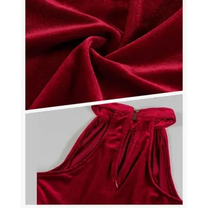 NEW Wine Red Halter Velvet Maxi Cocktail Formal Prom Bridesmaid Dress 2X thumbnail 8