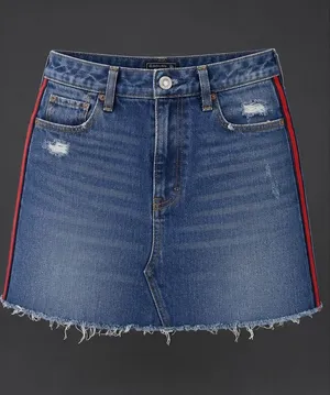 Abercrombie & Fitch Zoe Denim Mini Skirt Womens 28 6 Side Stripe‎ Raw Hem Y2K thumbnail 1