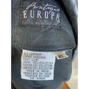 Vintage Boutique Europa Black Leather Motorcycle Jacket Size XL X-Large thumbnail 6