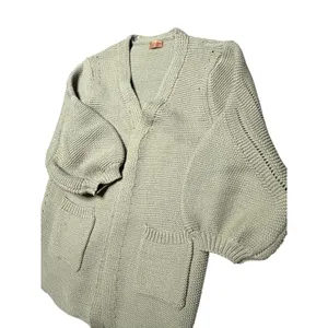 POL Oversized Chunky Open Cardigan Sage Green Lantern Sleeve Sweater size Small thumbnail 9