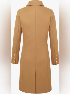 Khaki Camel Autumn Peacoat Trench Coat Long Jacket Wool Blend Sz M (8-10) thumbnail 6