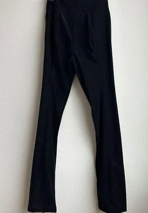 NWT Good American Black Croc Executive Pants Size 2 Flare Leg Slit Zipper XS thumbnail 7