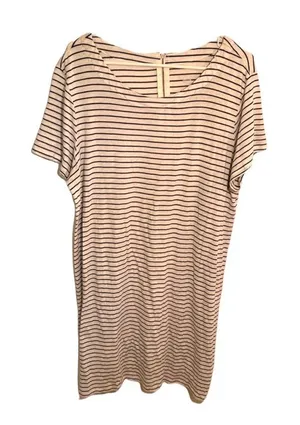 Merona Women's Size XXL T-Shirt Dress‎ Short Sleeve White Black Stripes Crewneck thumbnail 1