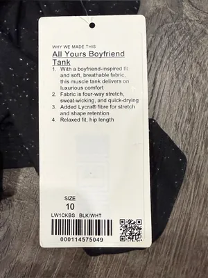 NWT Lululemon Black and White All Yours Boyfriend Tank thumbnail 7