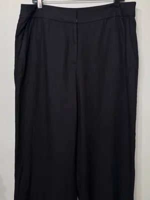 The LOFT Clean Wide Leg Pants in Linen Blend Black Size 14 thumbnail 3