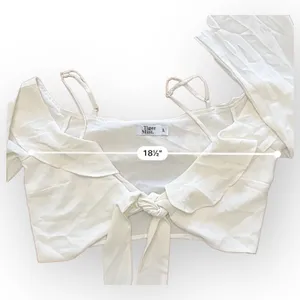 Tiger Mist White Ruffled Cold Shoulder‎ Tie Front Flare Sleeve Crop Top Size L thumbnail 4