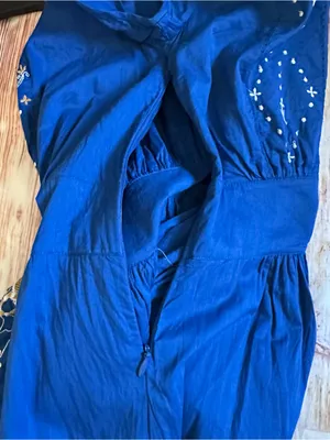 Anthropologie Lil Blue Scoop Neck White Embroidered Cap Sleeve Mini Dress Sz 4 thumbnail 14