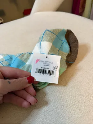 Free People Argyle Crew Socks in Light Blue and Brown NWT thumbnail 2
