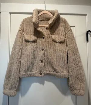 Button Teddy Jacket Tan Size M thumbnail 1
