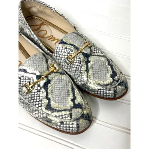 Sam Edelman Loraine Snakeskin Leather Bit Loafers Grey Black Gold Womens 8M thumbnail 5