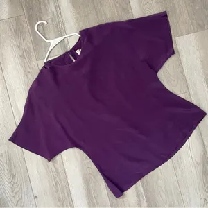 Vintage Silk Top short sleeve crop womens Purple (size 8) contemporary classic thumbnail 1