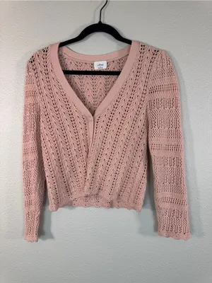 Wilfred Pink Crochet Cardigan Sweater Womens S Aritzia Girly Coquette Barbie thumbnail 7