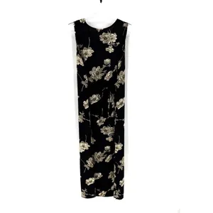 Vintage 90s black floral tie back maxi sleeveless dress sz 8 grunge alternative thumbnail 6
