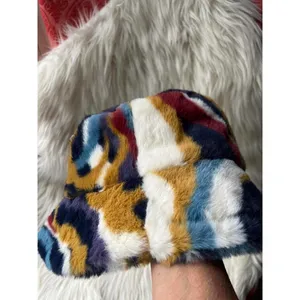 Vibrant Multi-Color Faux Fur Bucket Hat thumbnail 9