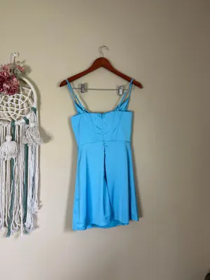 Heiress Beverly Hills Corset Satin Slip Dress Blue Size XS thumbnail 4