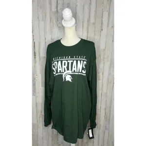 NWT Captivating Michigan State Spartans Women's‎ XL Green Long Sleeve T-Shirt thumbnail 2