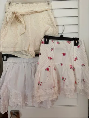 Set 3 XS Skirts Shorts Altar’d State Zara H&M Eyelet Paperbag High Waist thumbnail 1