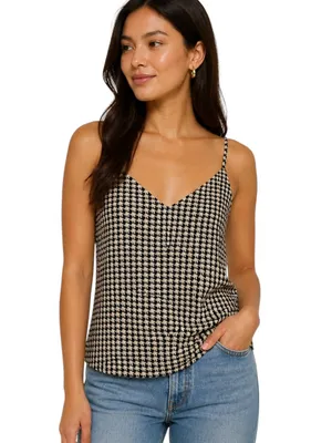 Banana Republic Elephant Print Cami Top Black Cream Size S thumbnail 2
