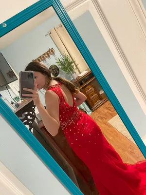 Milano Formals Red Prom Dress thumbnail 2