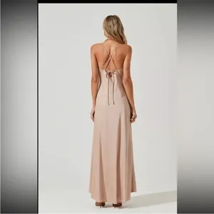 ASTR The Label Palisades Nude Color Cowl Slip Midi Dress Large thumbnail 9