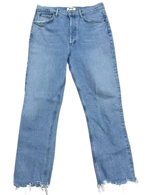 AGOLDE Riley High‎ Rise Straight Crop Jeans in Zephyr Size 28 Button Fly Raw Hem thumbnail 1