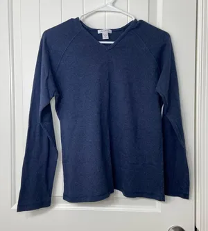 EUC Jockey women’s dark blue‎ v-neck 100% cotton long sleeve active shirt XL thumbnail 1