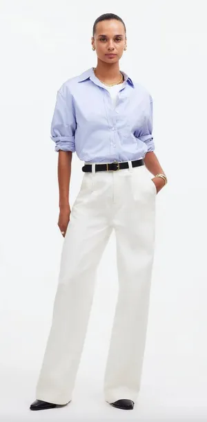 Madewell The Harlow Wide Leg Jean Airy Denim Baggy White High Waist US 31 NWT thumbnail 1
